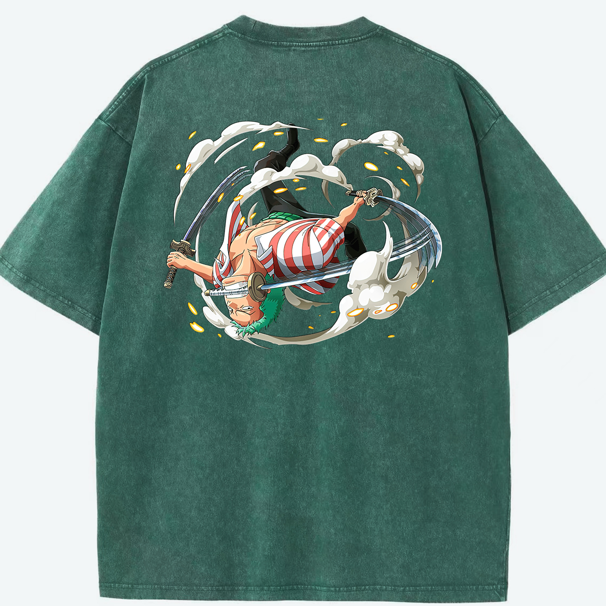 ワンピース ロロノア・ゾロ ONE PIECE Roronoa Zoro 綿100% ヴィンテージ風 半袖Tシャツ（背面プリント）
